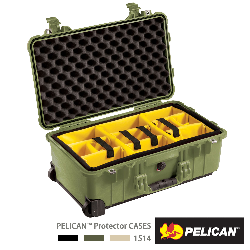 美國 PELICAN 1514 氣密箱 登機箱 含隔層組-綠色