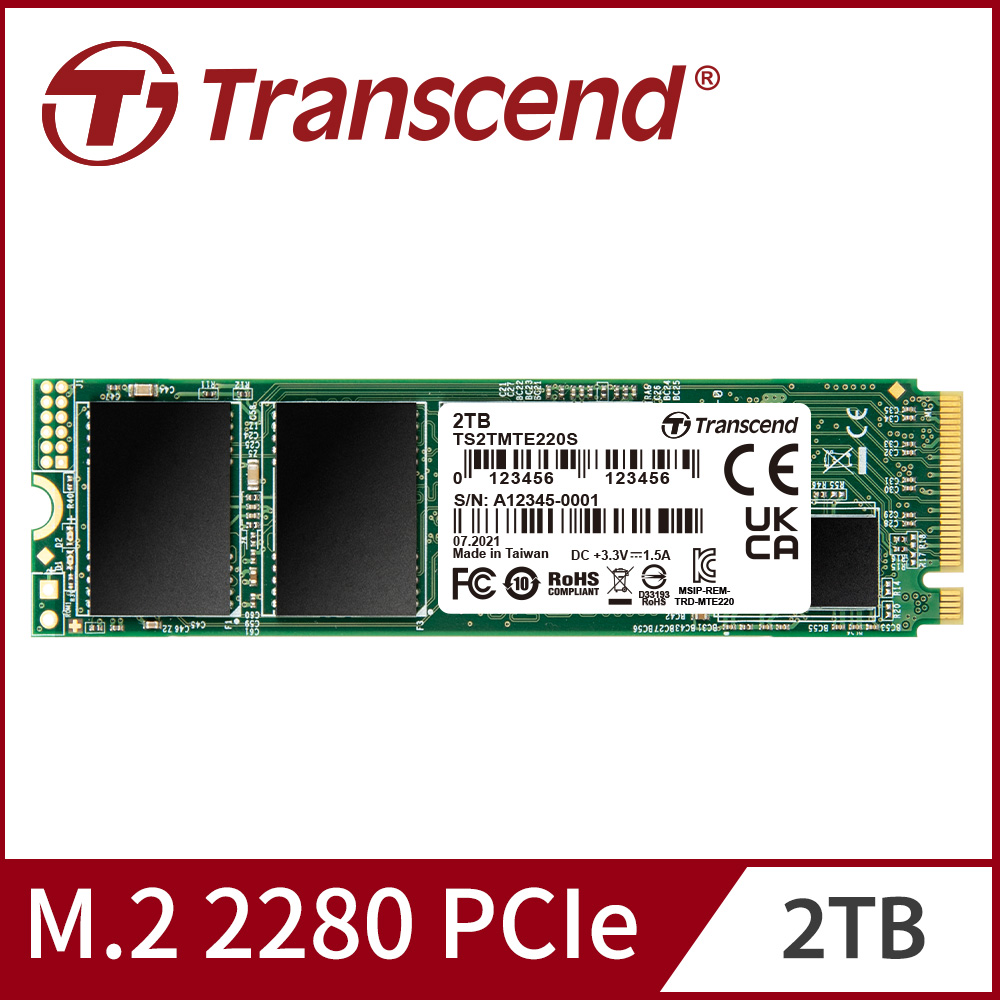Transcend 創見 MTE220S 2TB M.2 2280 PCIe Gen3x4 SSD固態硬碟(TS2TMTE220S)