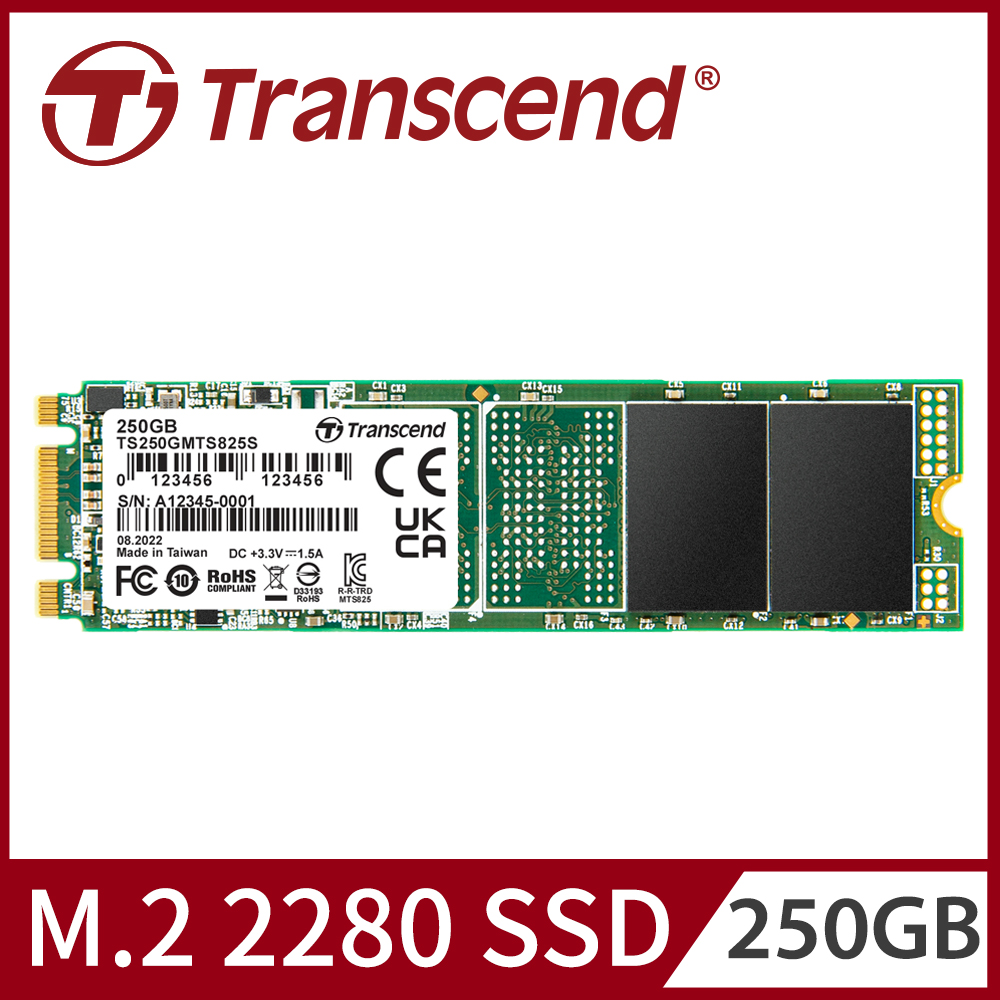 Transcend 創見 MTS825S 250GB M.2 2280 SATA Ⅲ SSD固態硬碟 (TS250GMTS825S)