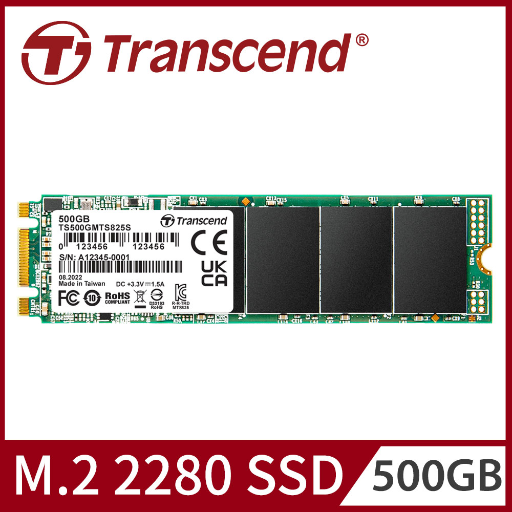 Transcend 創見 MTS825S 500GB M.2 2280 SATA Ⅲ SSD固態硬碟 (TS500GMTS825S)