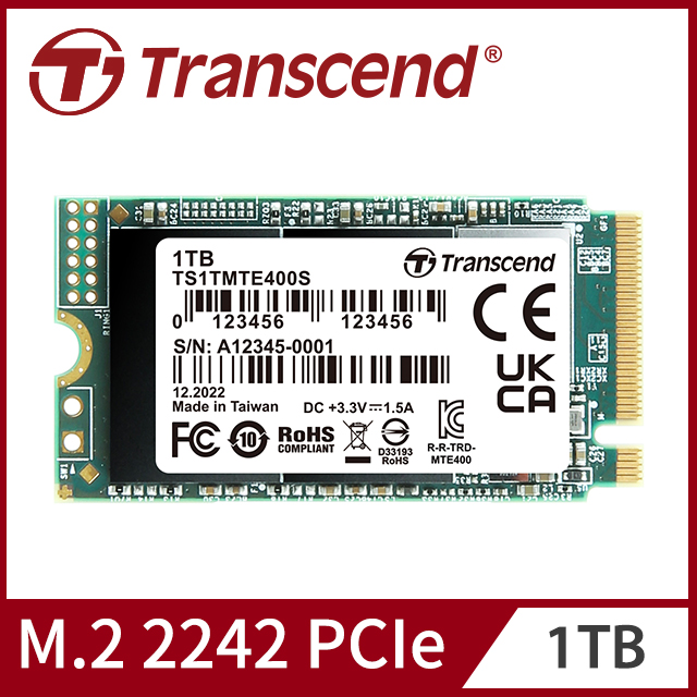 Transcend 創見 MTE400S 1TB M.2 2242 PCIe Gen3x4 SSD固態硬碟(TS1TMTE400S)