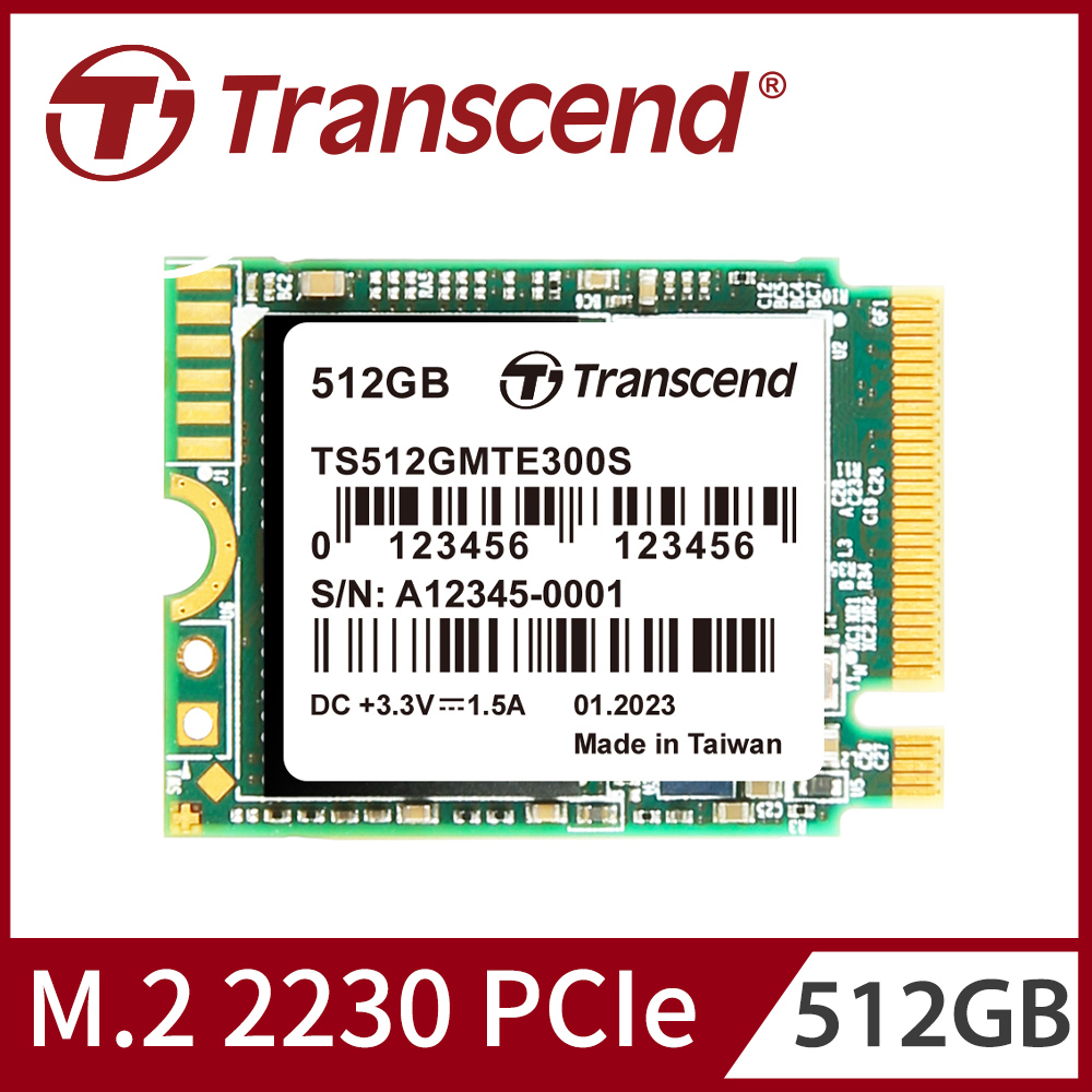 Transcend 創見 MTE300S 512GB M.2 2230 PCIe Gen3x4 SSD固態硬碟(TS512GMTE300S)