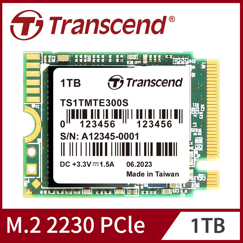 Transcend 創見 MTE300S M.2 2230 PCIe Gen3x4 1TB SSD固態硬碟(TS1TMTE300S)