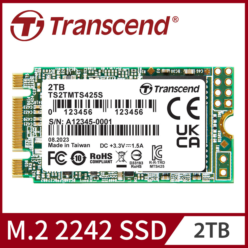 Transcend 創見 MTS425S 2TB M.2 2242 SATA Ⅲ SSD固態硬碟 (TS2TMTS425S)