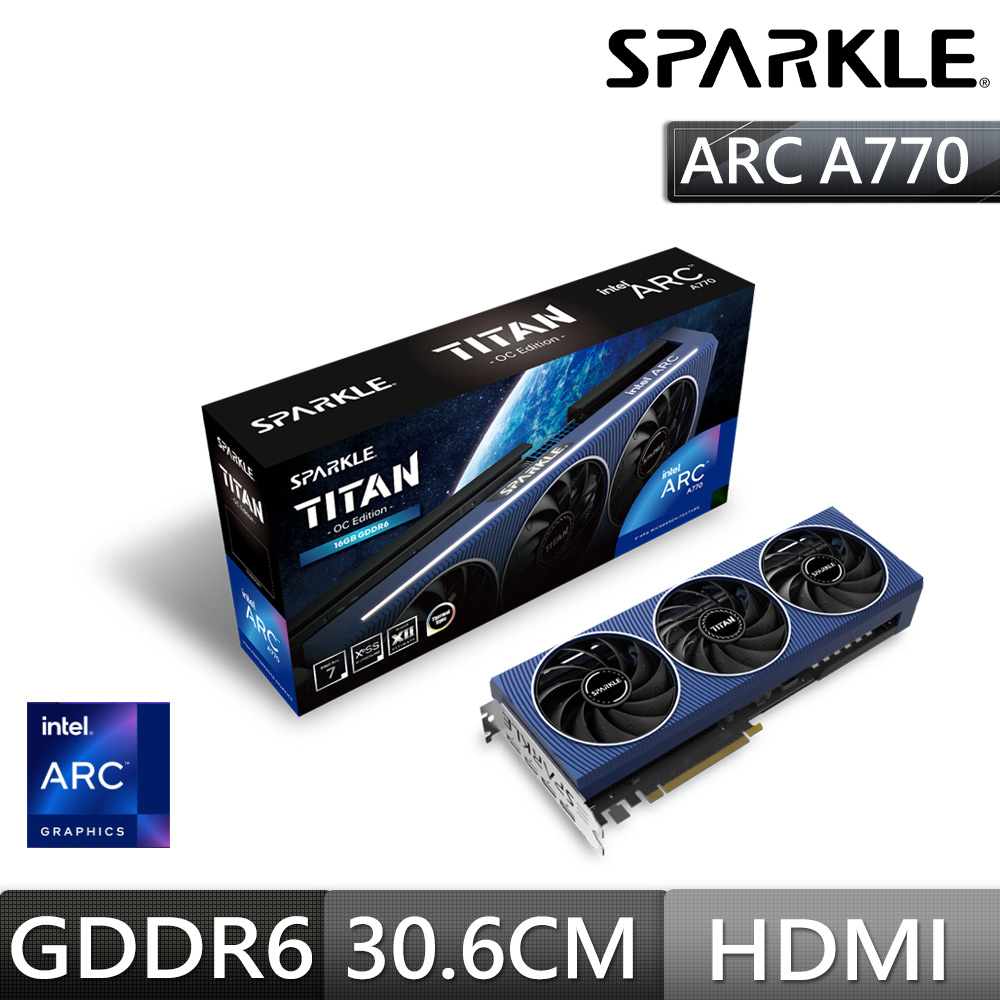撼與SPARKLE Arc A770 TITAN 16G GDDR6 Intel顯示卡