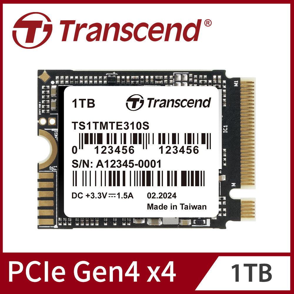 Transcend 創見 MTE310S M.2 2230 PCIe Gen4x4 1TB SSD固態硬碟(TS1TMTE310S)