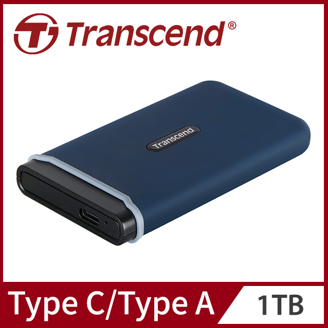 Transcend 創見 ESD370C 1TB USB3.1/Type C 雙介面外接SSD固態硬碟 - 海軍藍