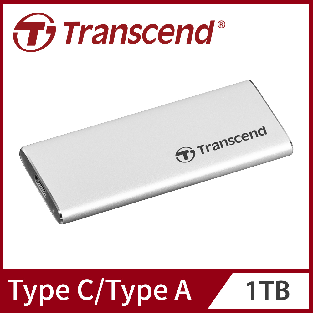 Transcend 創見 ESD260C 1TB USB3.1/Type C 雙介面行動固態硬碟 - 晶燦銀 (TS1TESD260C)