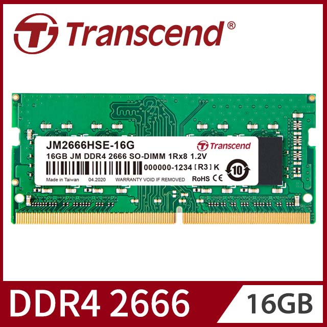 Transcend 創見 16GB JetRam DDR4 2666 筆記型記憶體(JM2666HSE-16G)