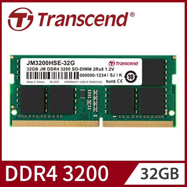 Transcend 創見 32GB JetRam DDR4 3200 筆記型記憶體 (JM3200HSE-32G)