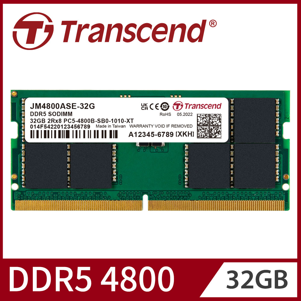 Transcend 創見 JetRam DDR5 4800 32GB 筆記型記憶體(JM4800ASE-32G)