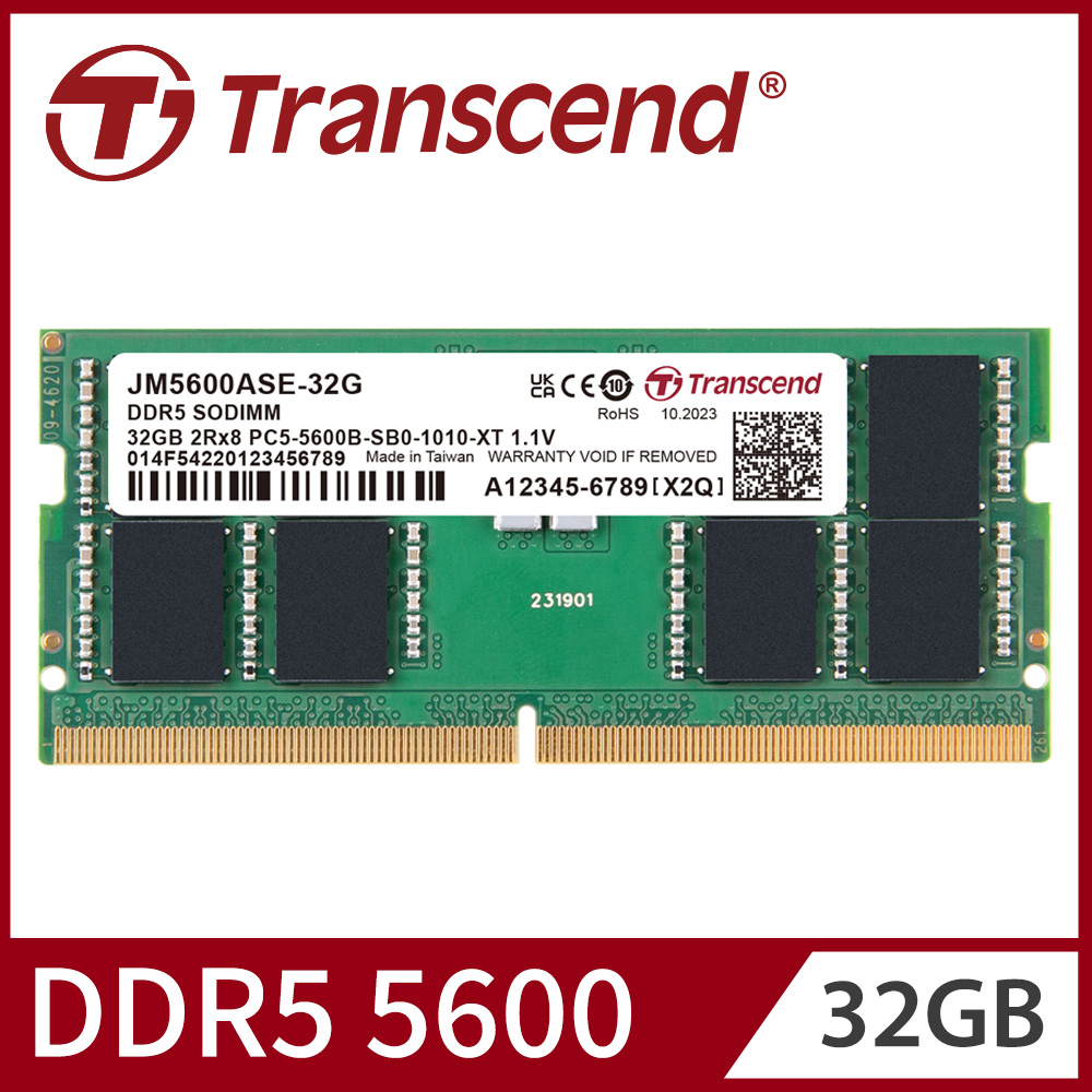 Transcend 創見 JetRam DDR5 5600 32GB 筆記型記憶體(JM5600ASE-32G)