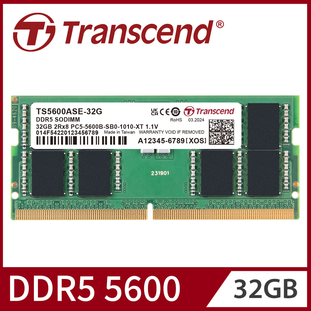 Transcend 創見 TSRam DDR5 5600 32GB 筆記型記憶體(TS5600ASE-32G)