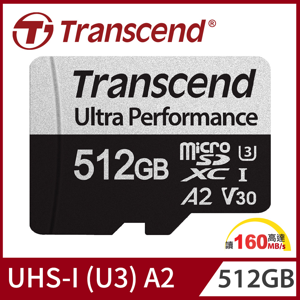 Transcend 創見 USD340S 512GB microSDXC UHS-I U3 (V30/A2)記憶卡,附轉卡(TS512GUSD340S)