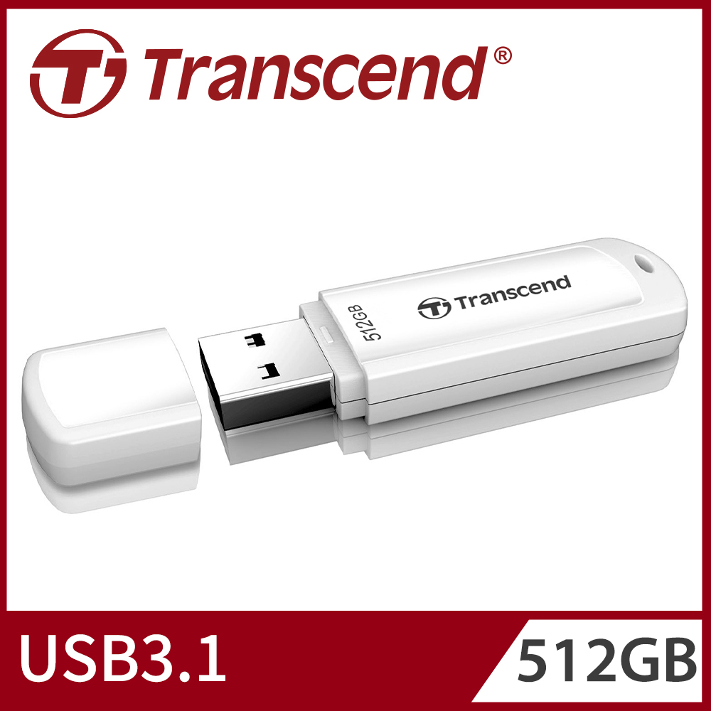 【Transcend 創見】512GB JetFlash730 USB3.1隨身碟-典雅白(TS512GJF730)
