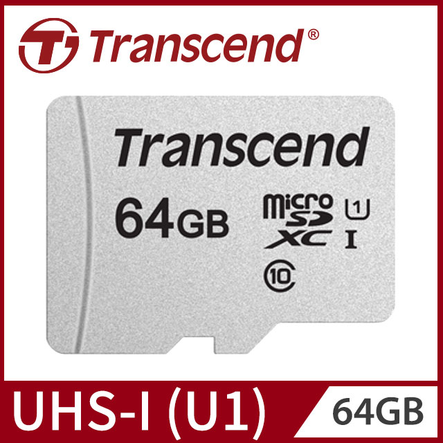 【Transcend 創見】64GB USD300S microSDXC UHS-I U1記憶卡,附轉卡