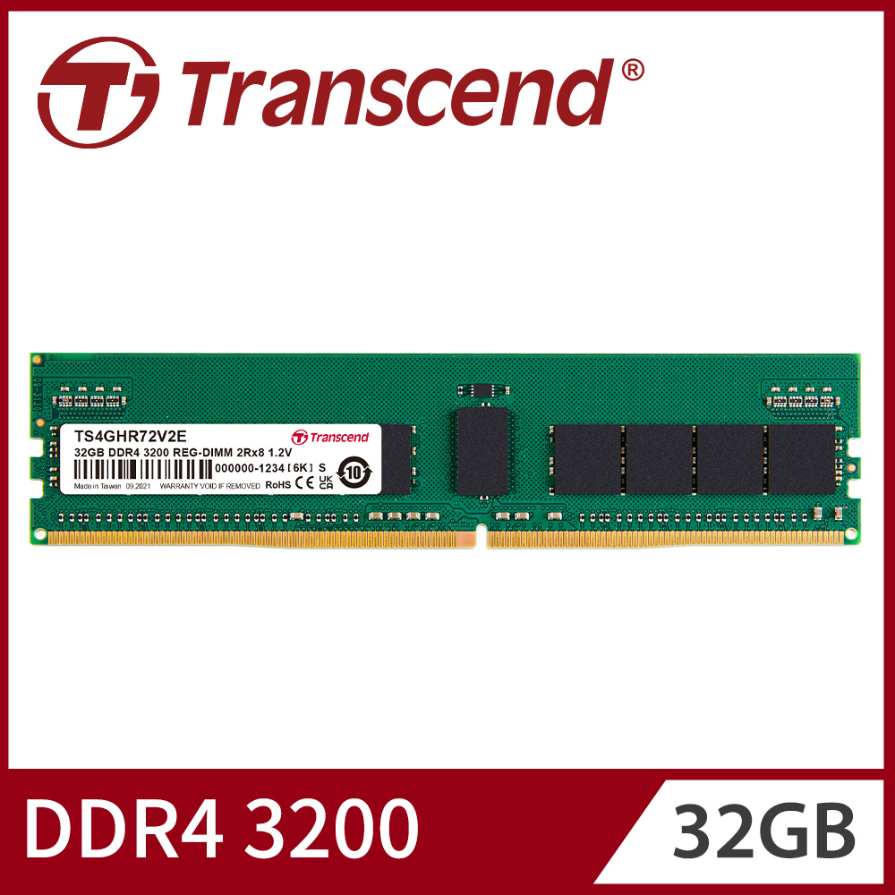 Transcend 創見 REG-DIMM DDR4 3200 32GB 伺服器記憶體(TS4GHR72V2E)
