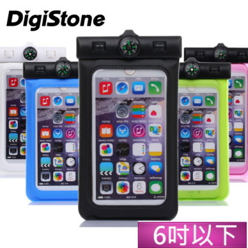 DigiStone 手機防水袋/保護套/手機套/可觸控(指南針型)通用6吋以下手機-果凍色(含指南針)