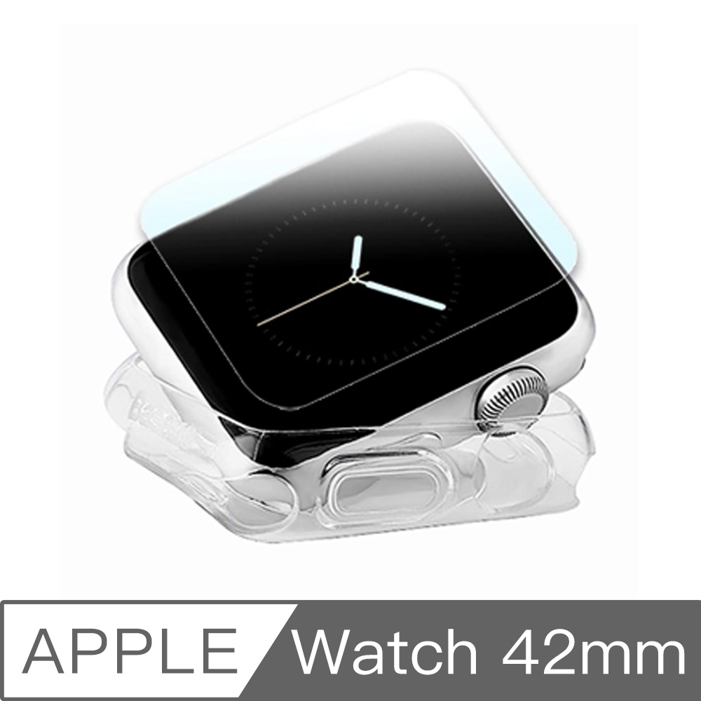 Apple Watch 42mm TPU 透明軟殼/鋼化玻璃貼組