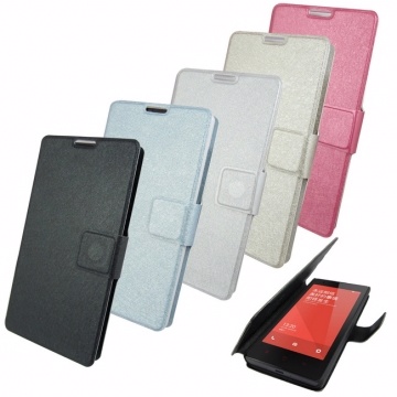 MI03蠶絲紋 紅米手機保護皮套(加贈螢幕保護貼)