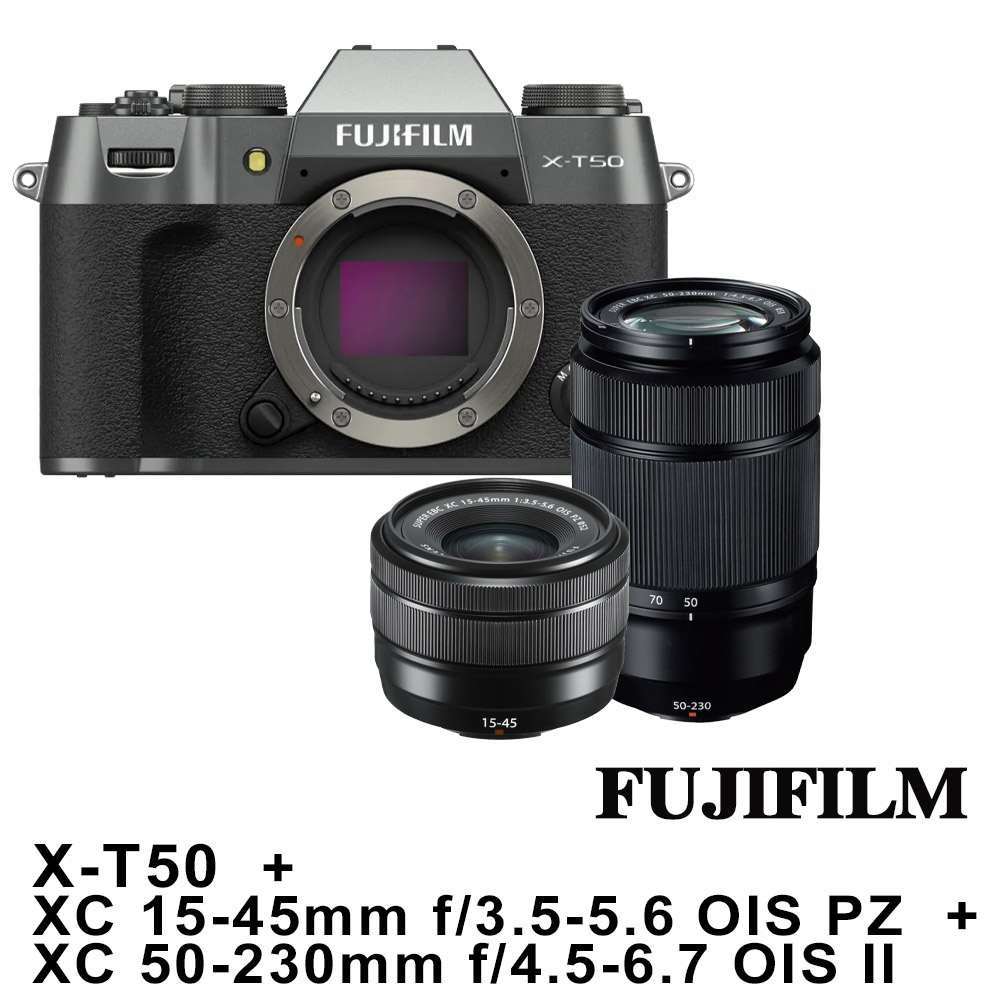 FUJIFILM 富士 X-T50+XC15-45mm+XC50-230mmII*(平行輸入)-炭灰色