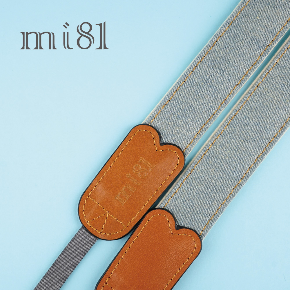mi81花布相機背帶-粉藍牛仔