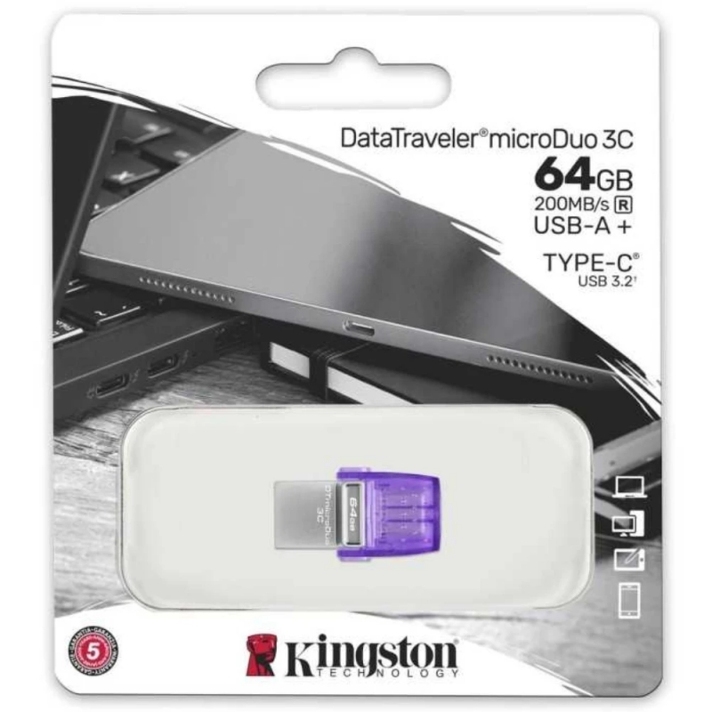 DataTraveler MicroDuo 3C 64GB 雙介面 TypeC 隨身碟(USB3.2 Gen1 原廠5年保固)