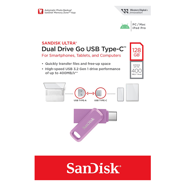 SanDisk 128GB 128G 紫色 Ultra GO TYPE-C【SDDDC3-128G】OTG USB 3.2 雙用隨身碟
