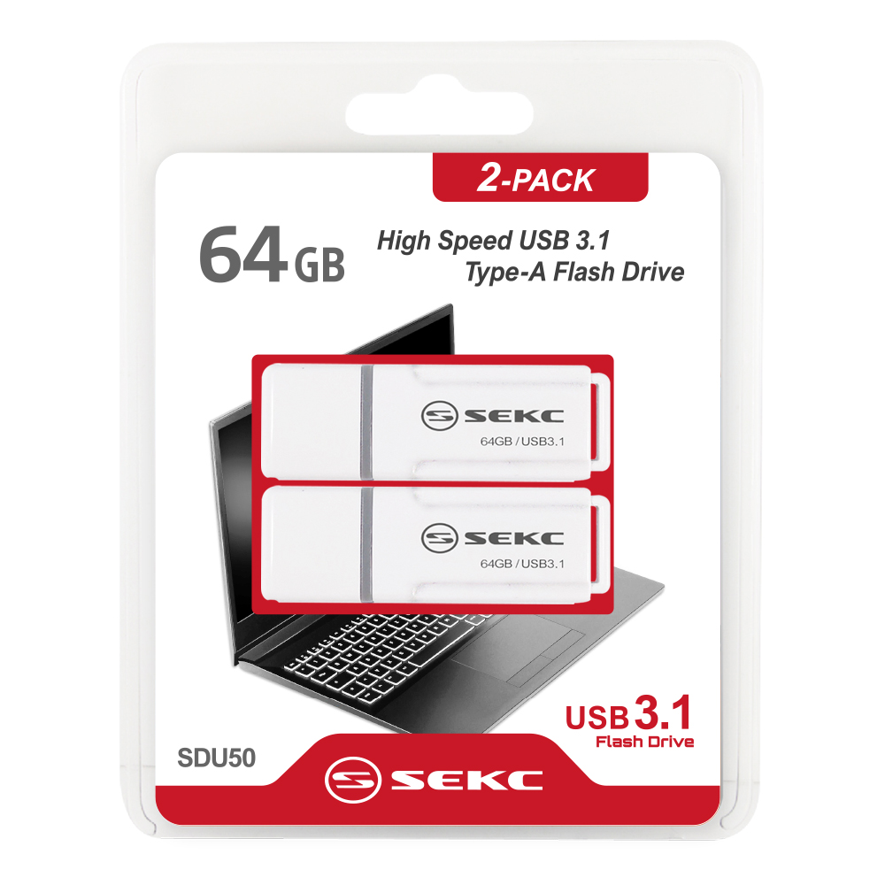SEKC SDU50 64GB USB3.1 Gen1高速隨身碟 經典白 2入組