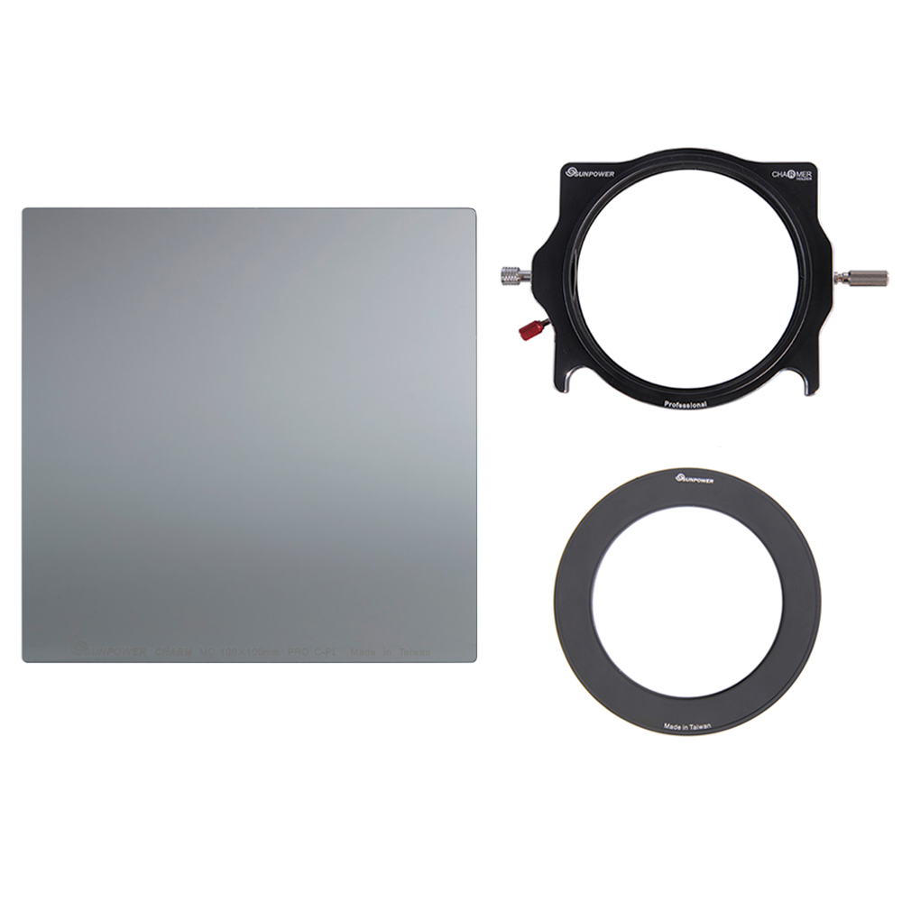 SUNPOWER MC PRO 100x100 CPL 玻璃方型鏡片+ 轉接環 + 支架套組