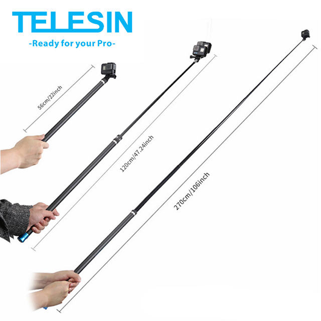 TELESIN 2.7米 270cm 碳纖維自拍棒 GoPro 全系列適用