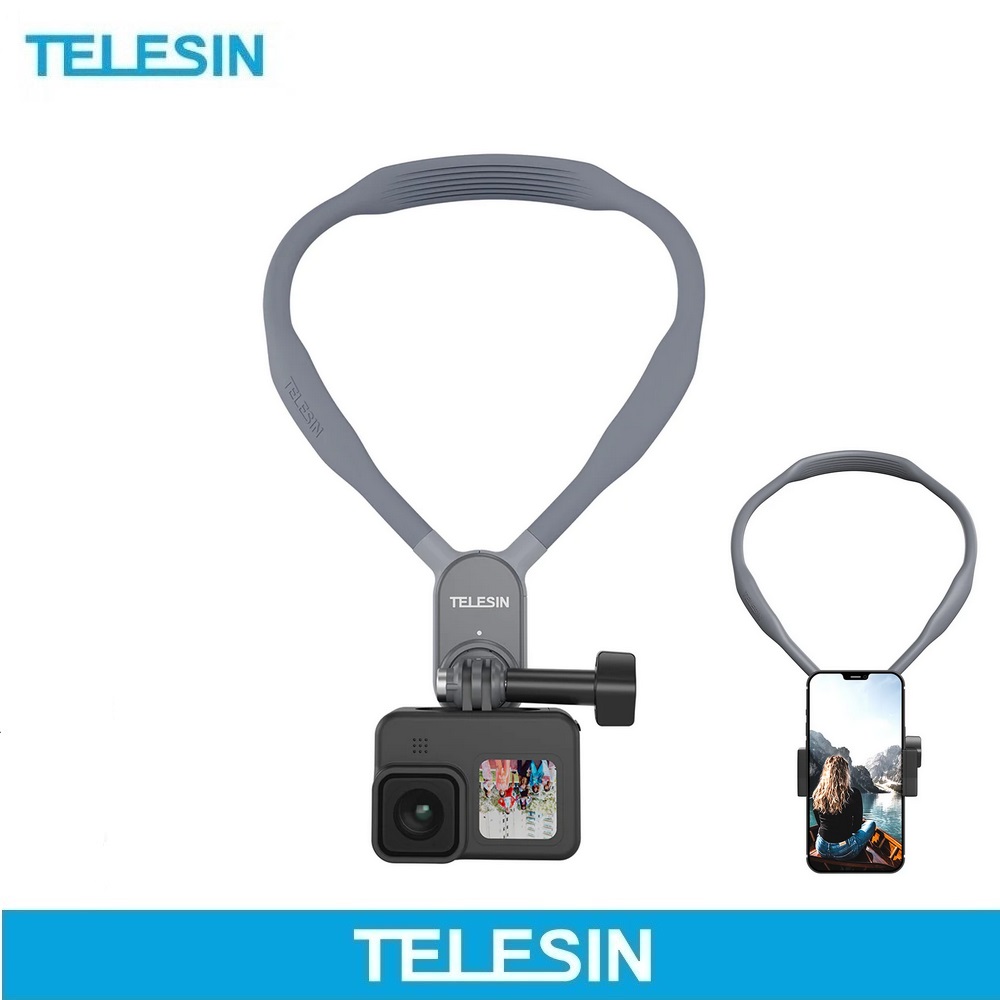 TELESIN GoPro手機 硅胶磁吸挂脖式支架自拍直播項圈