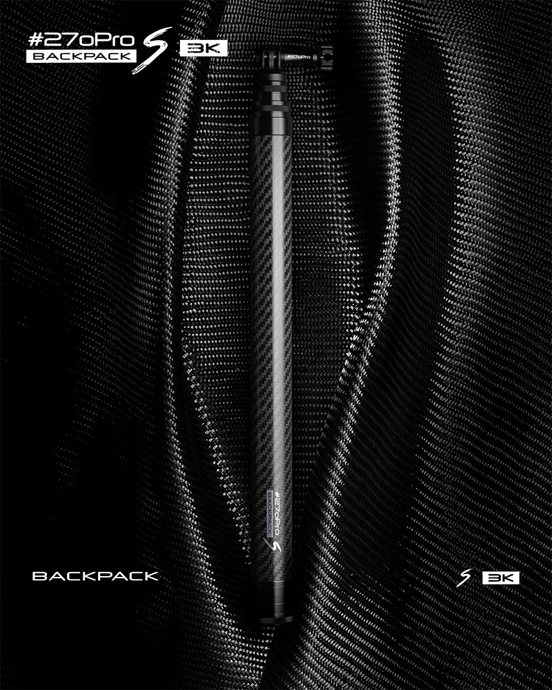 #270Pro Backpack S 3K 全碳纖維自拍桿-黑3K