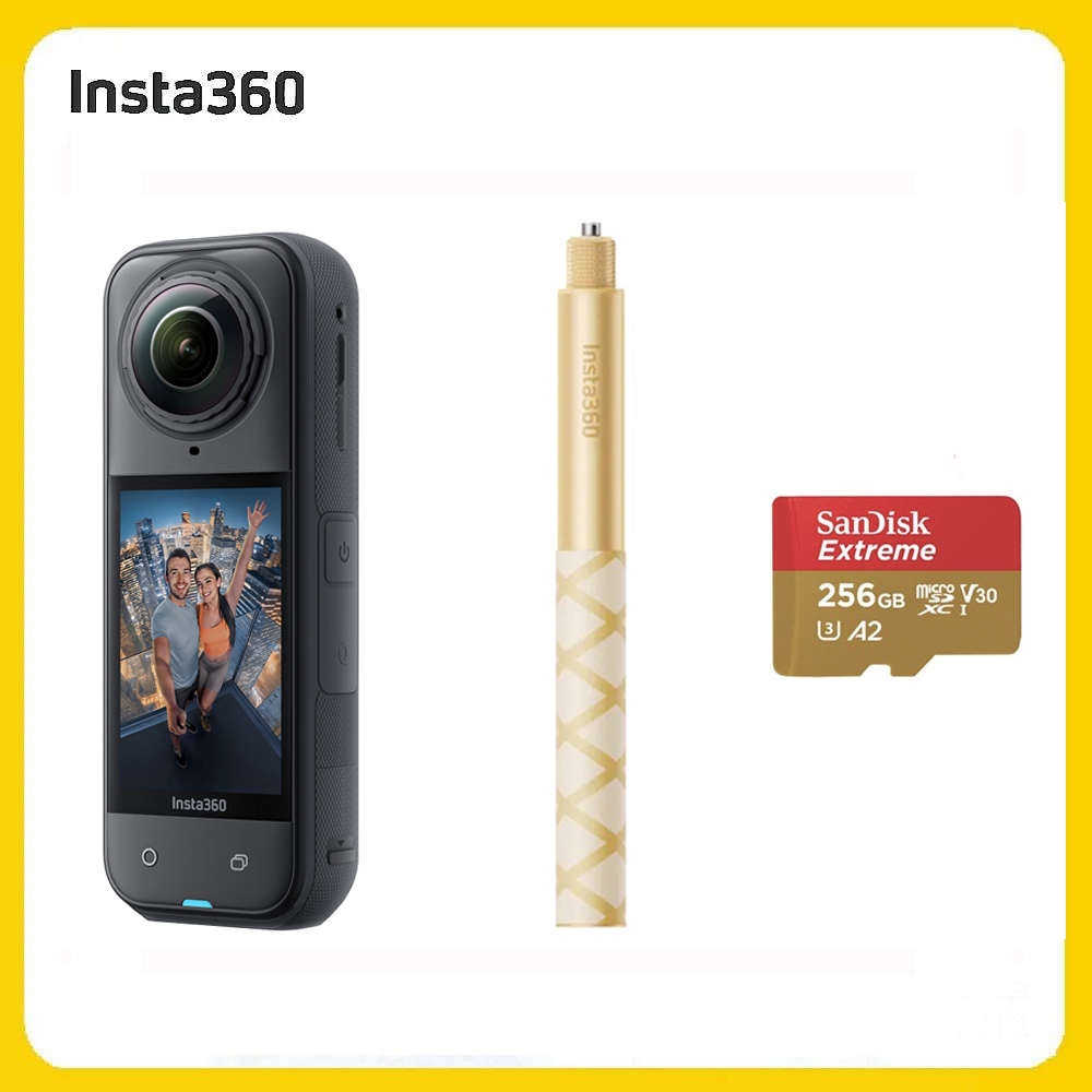 Insta360 X5 8K全景運動相機 標準版 金色114自拍棒套裝組 (先創公司貨)