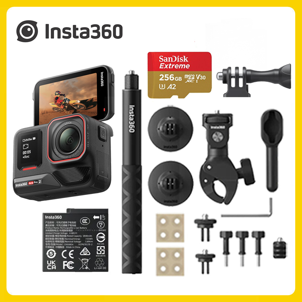 Insta360 Ace Pro 2 翻轉螢幕運動相機 單電版 摩托車自拍棒套裝 (先創公司貨)