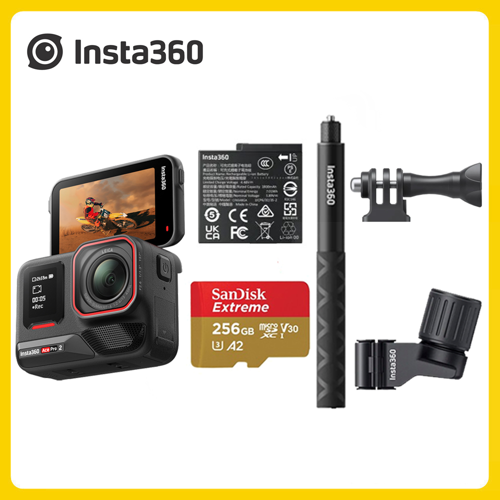 Insta360 Ace Pro 2 翻轉螢幕運動相機 單電版 滑雪杆自拍棒套裝 (先創公司貨)