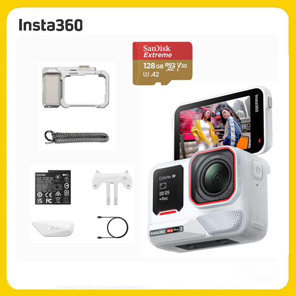 Insta360 Ace Pro 2 翻轉螢幕運動相機 雪山白 單電版街拍套裝 (先創公司貨)