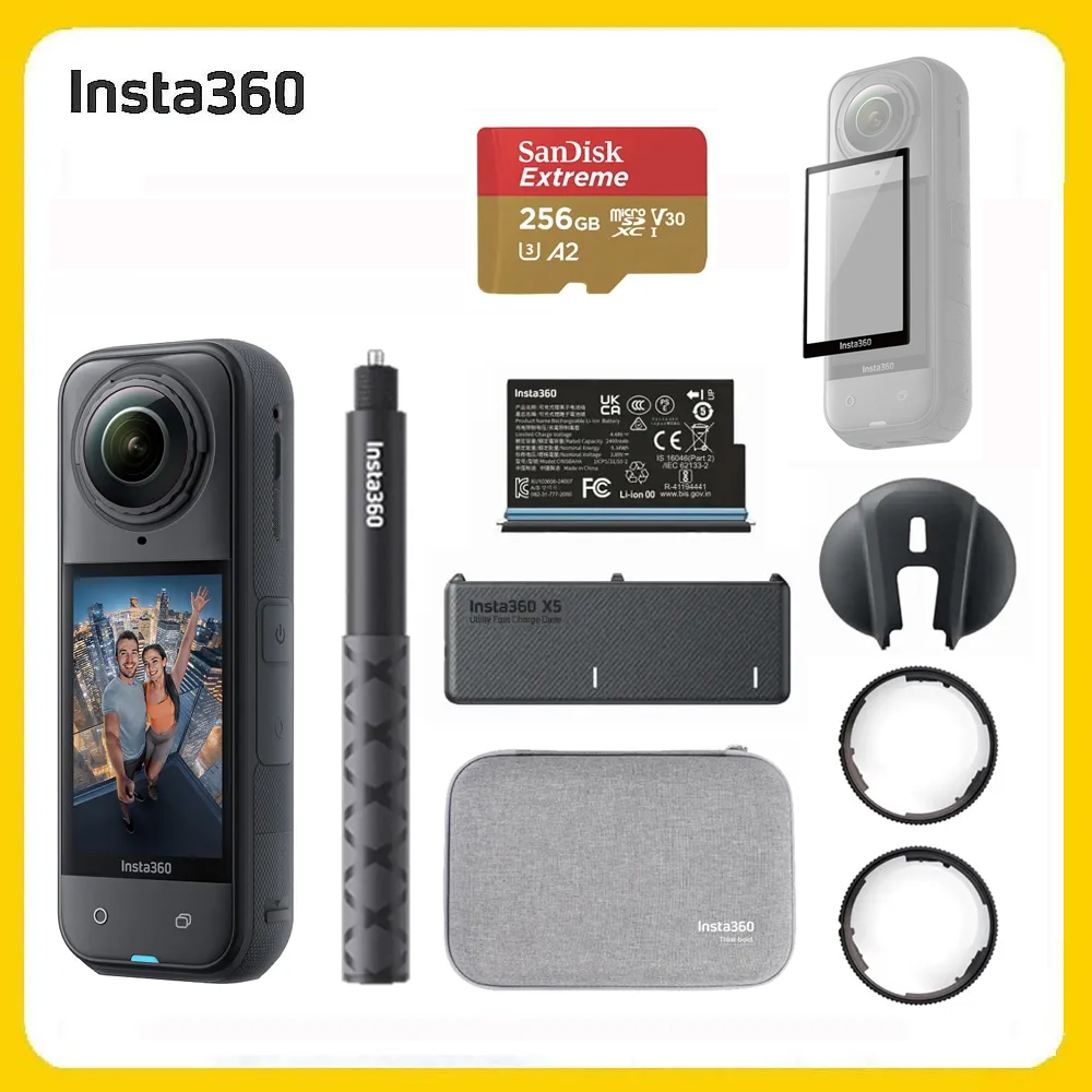 Insta360 X5 8K全景運動相機 萬能套裝 螢幕保護貼組 (先創公司貨)