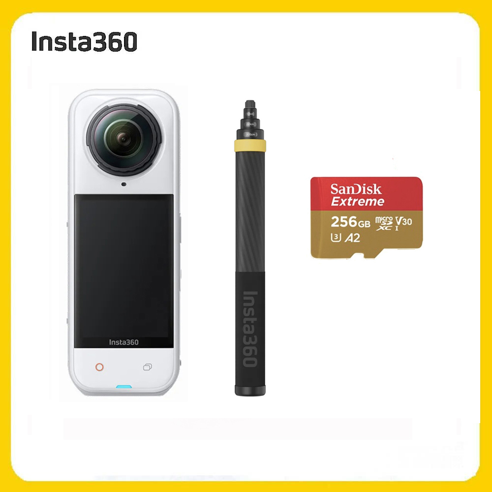 Insta360 X5 8K全景運動相機 標準版 3米自拍棒套裝組-皓月白(先創公司貨)