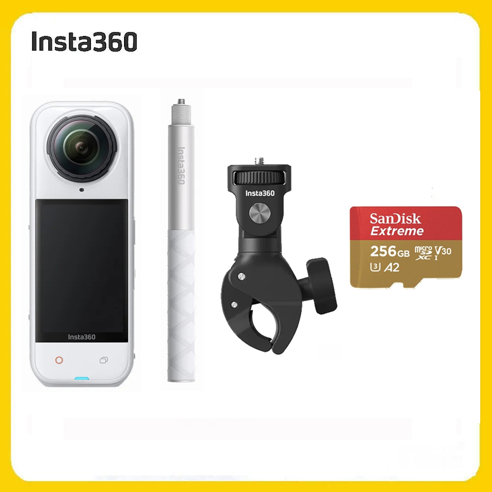 Insta360 X5 8K全景運動相機 標準版 重型夾具自拍棒套組-皓月白(先創公司貨)