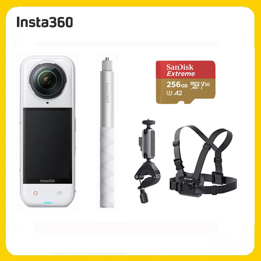 Insta360 X5 8K全景運動相機 標準版 騎行自拍棒套裝組-皓月白(先創公司貨)