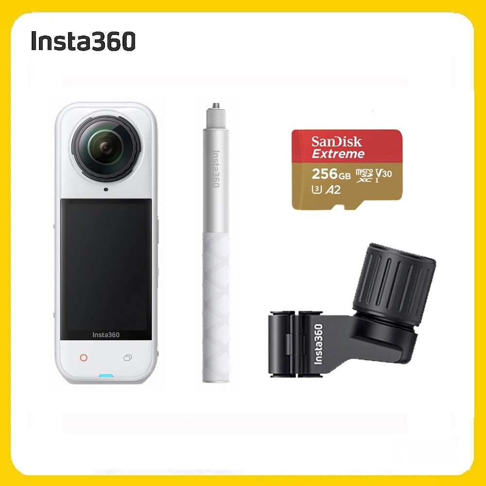 Insta360 X5 8K全景運動相機 標準版 滑雪杆支架組-皓月白(先創公司貨)