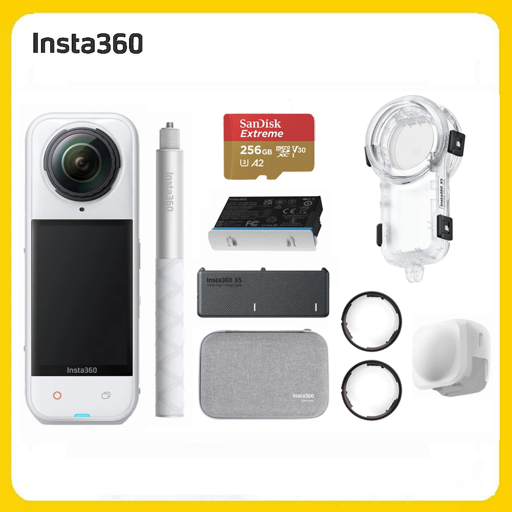 Insta360 X5 8K全景運動相機 萬能套裝 皓月白 潛水殼套組 (先創公司貨)