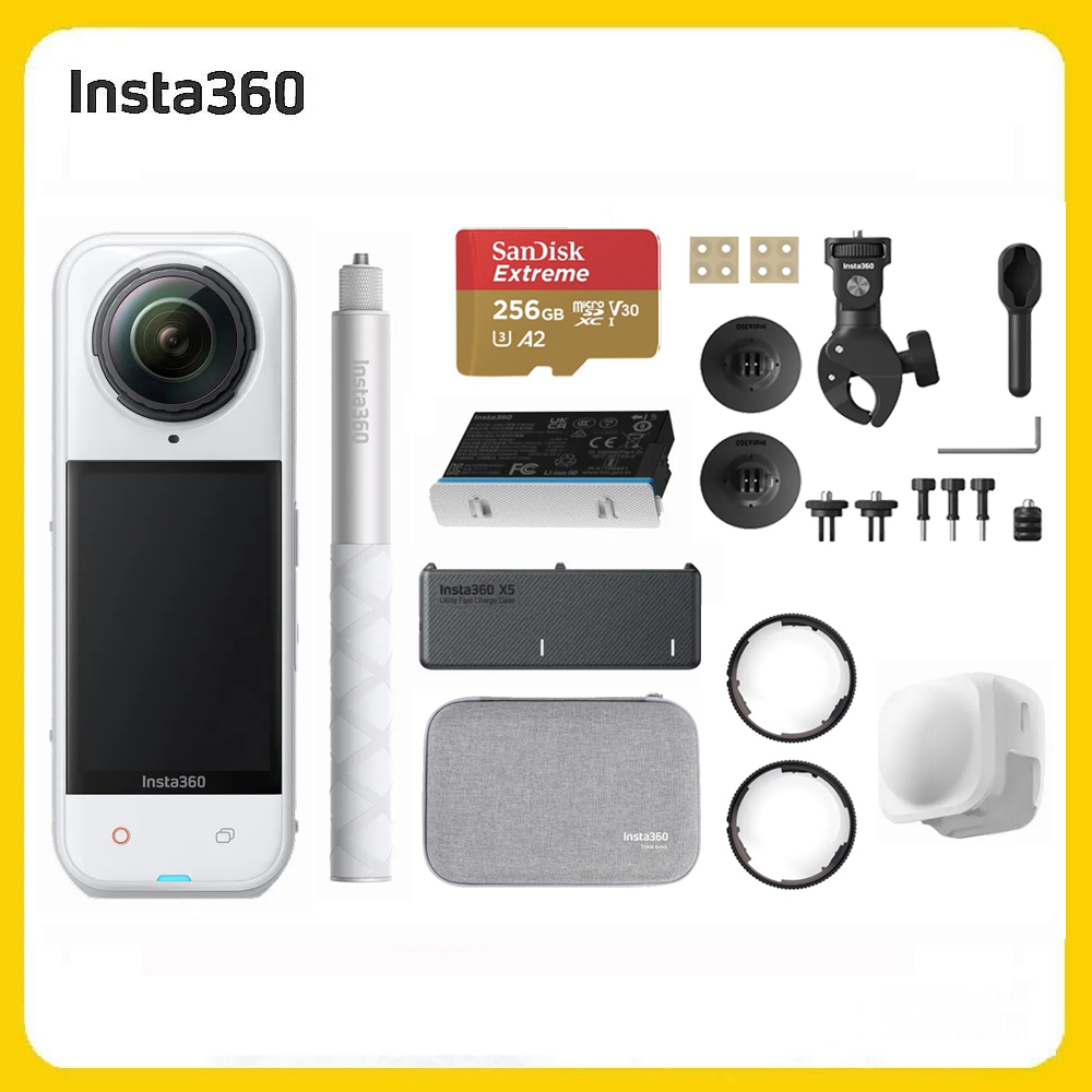 Insta360 X5 8K全景運動相機 萬能套裝 皓月白 摩托車配件套餐組 (先創公司貨)
