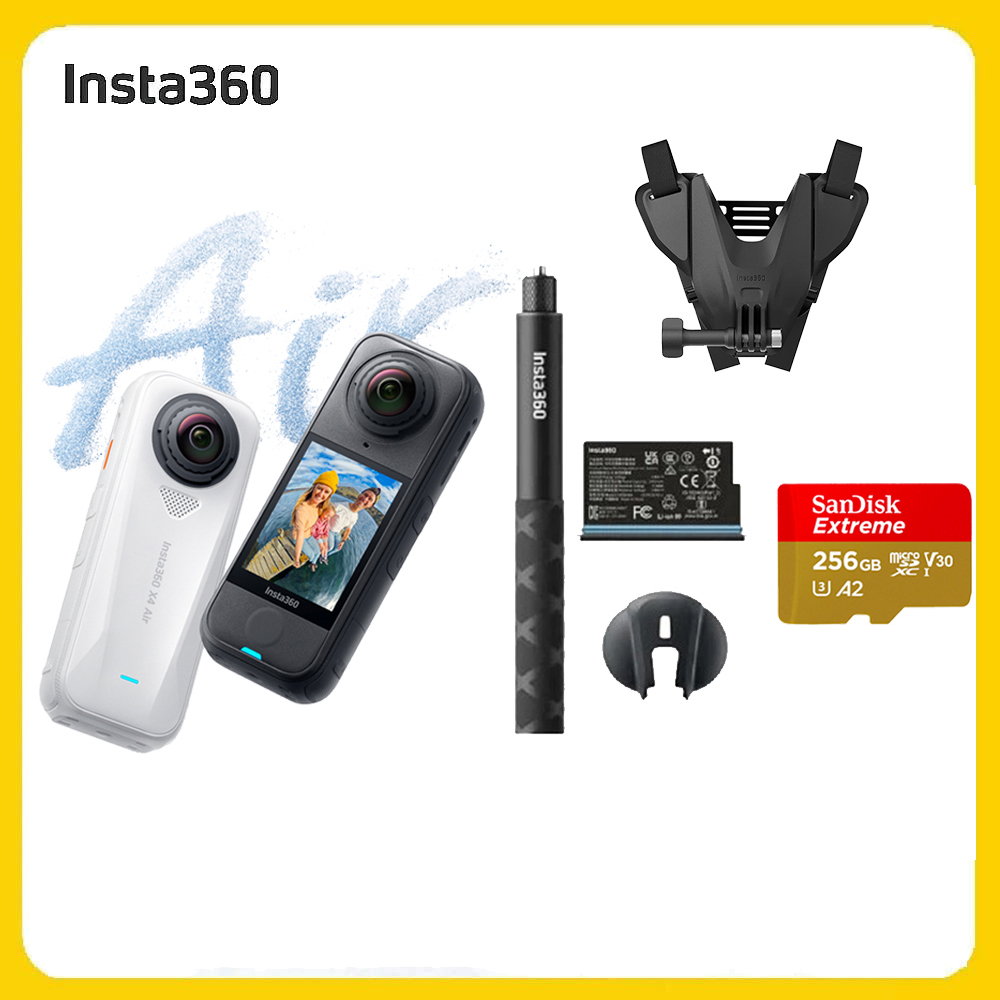 Insta360 X4 Air 8K全景運動相機 256G入門套裝-頭盔下巴配件2.0組 (先創公司貨)
