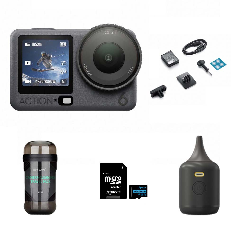 DJI 大疆 Osmo Action 6 標準套裝+256G記憶卡+電動氣吹+清潔套裝 (公司貨)