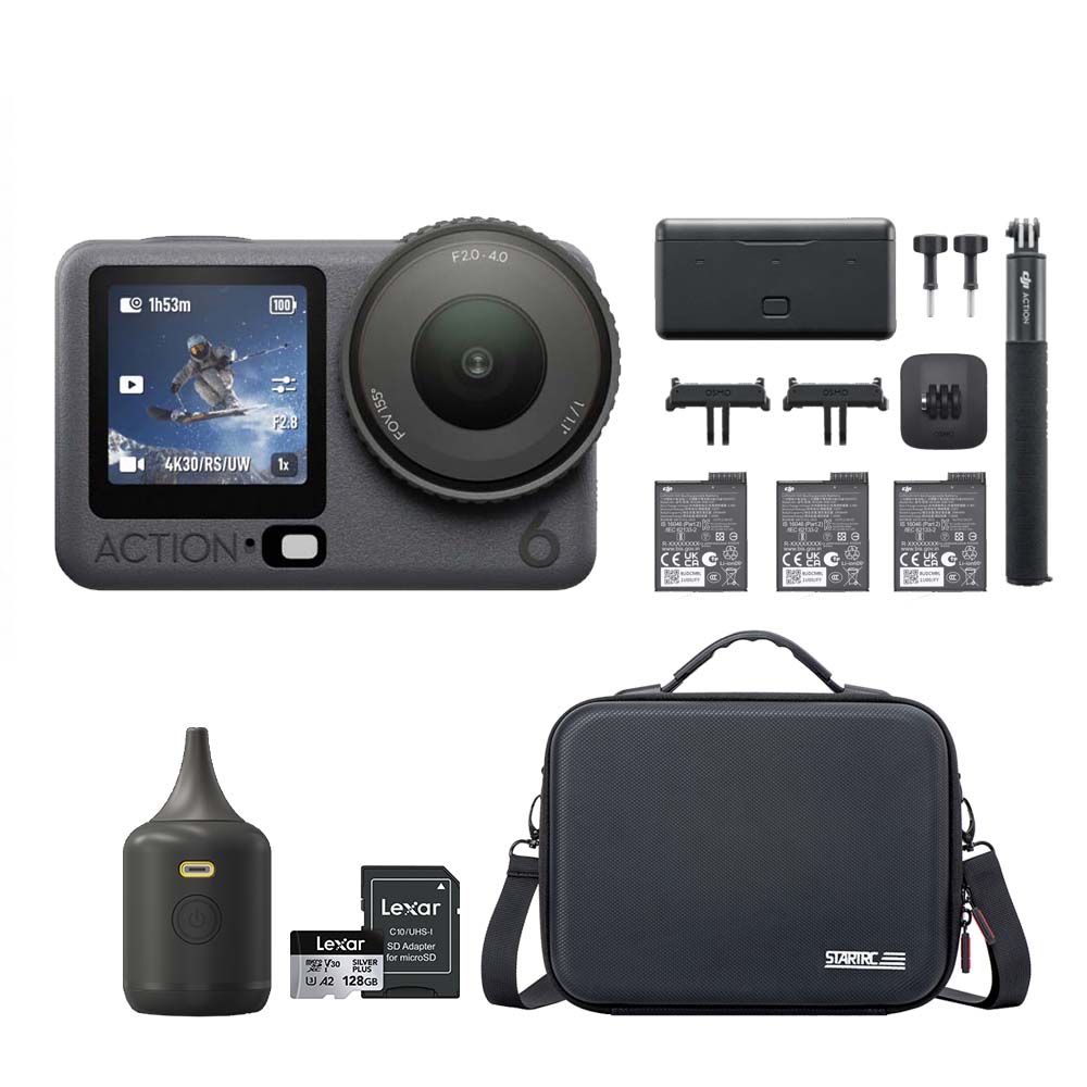 DJI 大疆 Osmo Action 6 暢拍套裝+STARTRC收納包+128G記憶卡+BB nano電動氣吹 (公司貨)