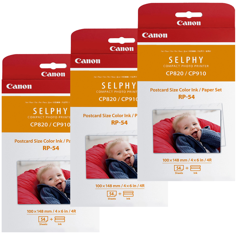 Canon 佳能 RP-54 明信片4*6相紙含墨盒(54張)X三盒組共162張
