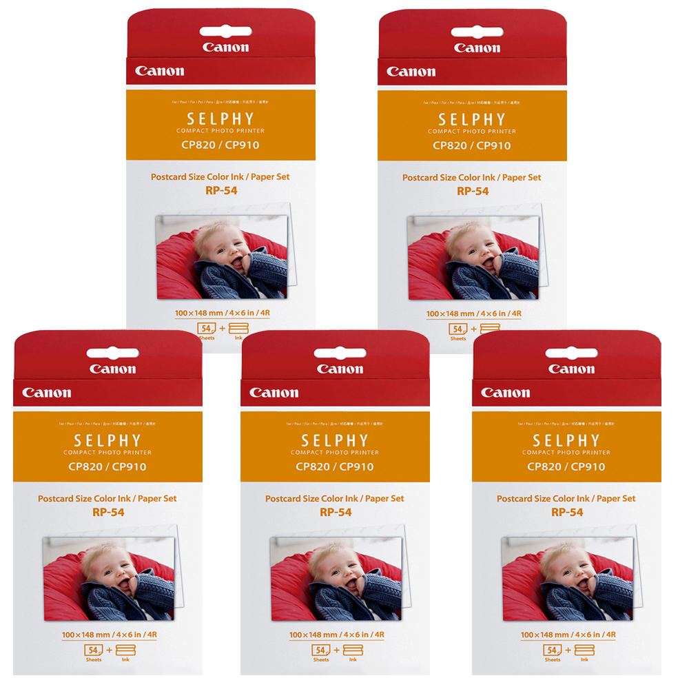 Canon 佳能 RP-54 明信片4*6相紙含墨盒(54張)X五盒組共270張