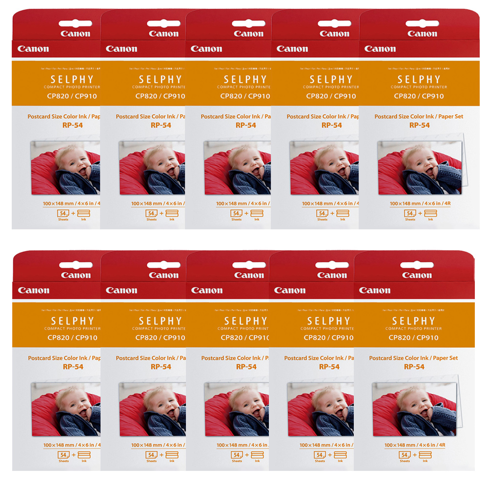 Canon 佳能 RP-54 明信片4*6相紙含墨盒(54張)X十盒組共540張